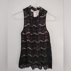 by & by Black Lace Cut In Sleeveless Top XS